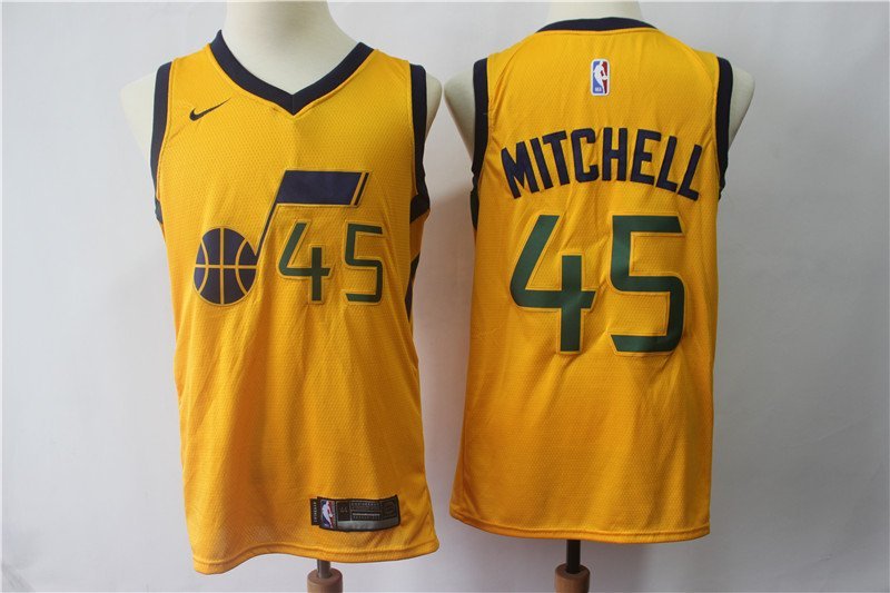 Men's Utah Jazz Donovan Mitchell Yellow Basketball Jersey Embroidered