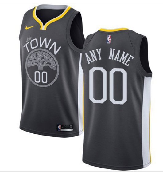 Men's Warriors Personalized Custom Black Statement Edition Jersey