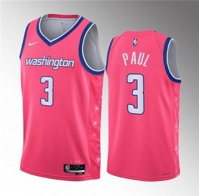 Men's Washington Wizards #3 Chris Paul Pink 2023 City Edition Stitched Basketball Jersey