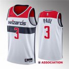 Men's Washington Wizards #3 Chris Paul White Association Edition Stitched Basketball Jersey