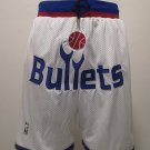 Men's Washington Wizards Bullets Just Don Throwback Basketball Shorts White