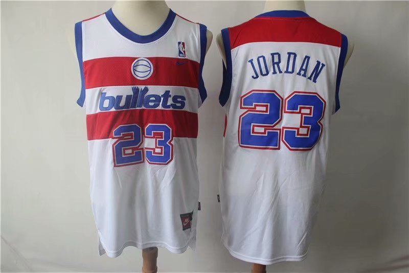 Men's Washington Wizards Bullets Michael Jordan White Basketball Jersey Embroidered