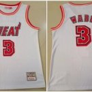 Men's White Miami Heat #3 Dwyane Wade Throwback Stitched Basketball Jersey