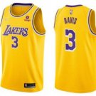 Men's Yellow Los Angeles Lakers #3 Anthony Davis bibigo Stitched Basketball Jersey