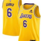 Men's Yellow Los Angeles Lakers #6 LeBron James bibigo Stitched Basketball Jersey
