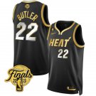 Miami Heat #22 Jimmy Butler Black Gold Edition 2023 Finals Collection & NO.6 Patch Stitched Jersey
