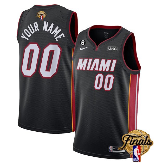 Miami Heat Customized Black 2023 Finals Icon Edition With NO.6 Patch Stitched Basketball Jersey