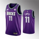 Milwaukee Bucks #11 Brook Lopez 2022-23 Purple Classic Edition Swingman Stitched Jersey