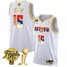 Nuggets #15 Nikola Jokic White Gold Serbia Flag Finals Champions With NO.6 Patch Stitched Jersey