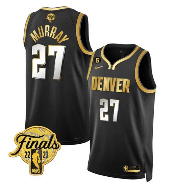 Nuggets #27 Jamal Murray Black Gold Edition 2023 Finals Collection With NO.6 Patch Stitched Jersey