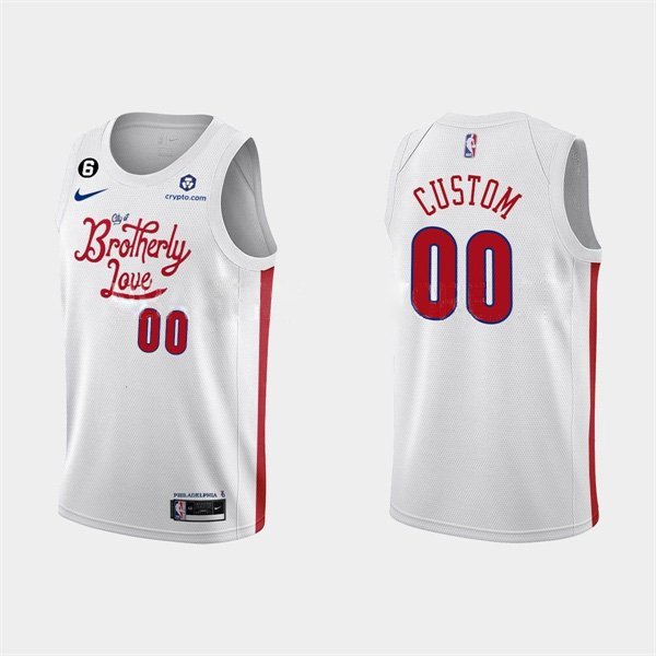 Philadelphia 76ers Active Player Custom 2022-23 White City Edition With NO.6 Patch Stitched Jersey