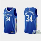 Milwaukee Bucks #34 Giannis Antetokounmpo 2022-23 City Edition Blue Stitched Jersey