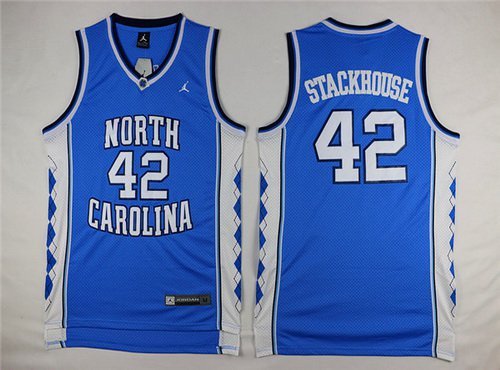 North Carolina Tar Heels #42 Jerry Stackhouse 2016 Light Blue Swingman College Basketball Jersey