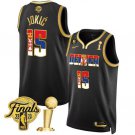 Nuggets #15 Nikola Jokic Black Gold Serbia Flag Finals Champions With NO.6 Patch Stitched Jersey