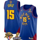 Nuggets #15 Nikola Jokic Blue 2023 Champions Patch And Finals Patch Stitched Basketball Jersey