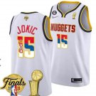 Nuggets #15 Nikola Jokic White Gold Serbia Flag Finals Champions With NO.6 Patch Stitched Jersey 01