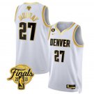 Nuggets #27 Jamal Murray White Gold Edition 2023 Finals Collection With NO.6 Patch Stitched Jersey