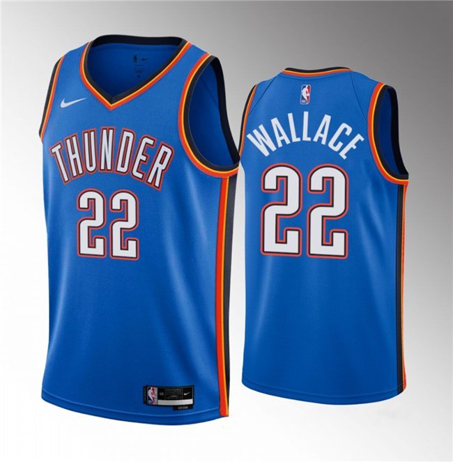 Oklahoma City Thunder #22 Cason Wallace Blue 2023 Draft Icon Edition Stitched Basketball Jersey