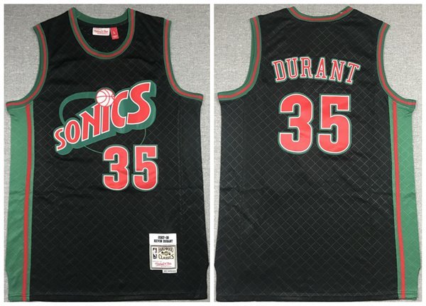 Oklahoma City Thunder #35 Kevin Durant Black 2007-08 Black Throwback SuperSonics Stitched Jersey