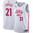 Philadelphia 76ers #21 Joel Embiid White 202223 City Edition With NO.6 Patch Stitched Jersey