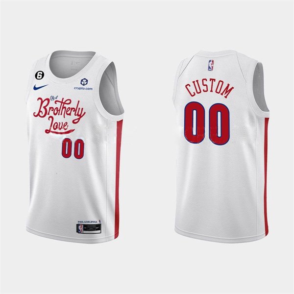 Philadelphia 76ers Active Player Custom 2022-23 White City Edition With NO.6 Patch Stitched Jersey