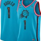 Phoenix Suns #1 Devin Booker Blue 202223 City Edition With NO.6 And Payple Patch Stitched Jersey