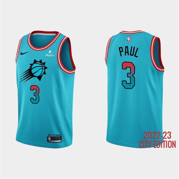 Phoenix Suns #3 Chris Paul 2022-23 Blue City Edition Stitched Jersey