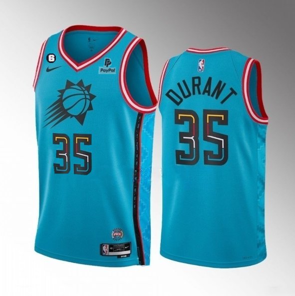 Phoenix Suns #35 Kevin Durant Blue 202223 City Edition With NO.6 Patch Stitched Basketball Jersey