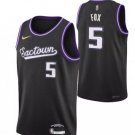 Sacramento Kings #5 De'Aaron Fox 2021-2022 Black City Edition 75th Anniversary Stitched Jersey