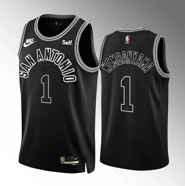 San Antonio Spurs #1 Victor Wembanyama Black 202223 Classic Edition Stitched Basketball Jersey