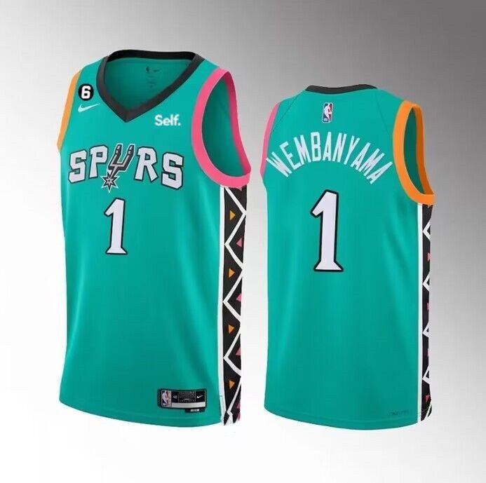 San Antonio Spurs #1 Victor Wembanyama Teal 202223 City Edition Swingman With NO.6 Patch Jersey