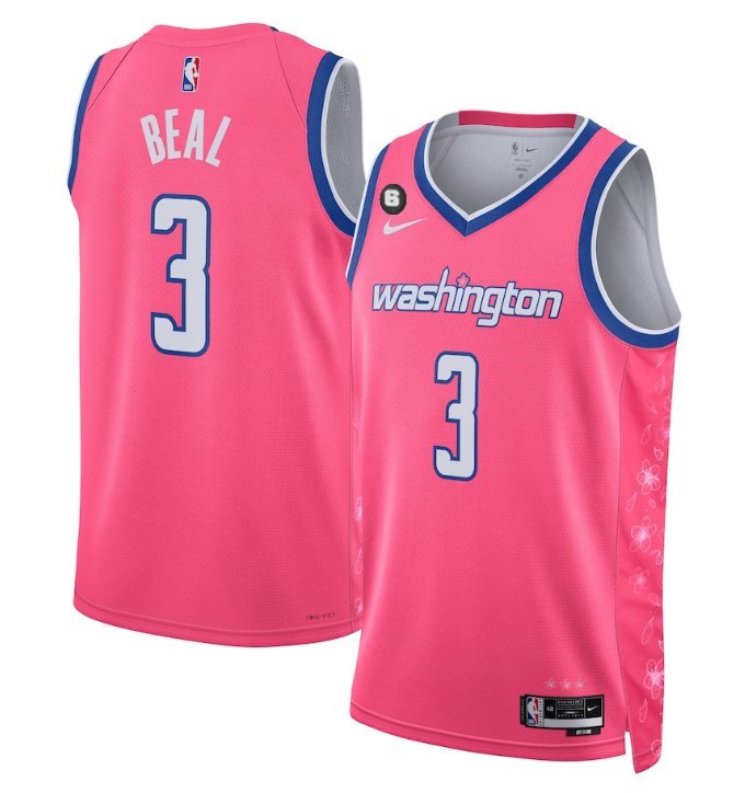 Washington Wizards #3 Bradley Beal 202223 Pink Cherry Blossom City Edition With NO.6 Patch Jersey
