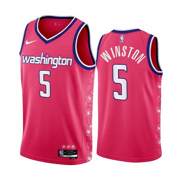 Washington Wizards #5 Cassius Winston 202223 Pink City Edition Limited Stitched Basketball Jersey