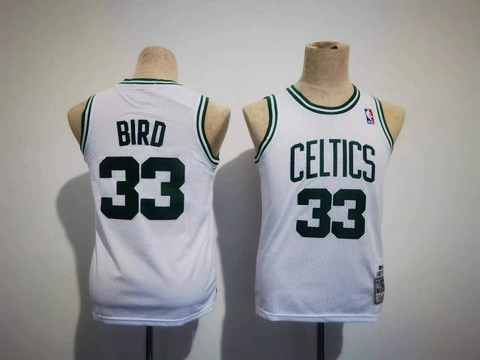 Youth Boston Celtics #33 Larry Bird White Stitched Basketball Jersey