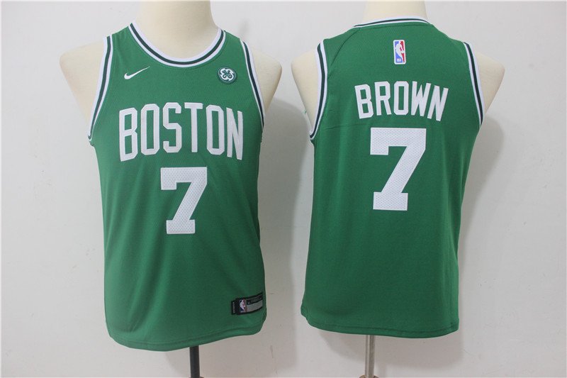 Youth Boston Celtics Jaylen Brown Green Kids Basketball Jersey Embroidered