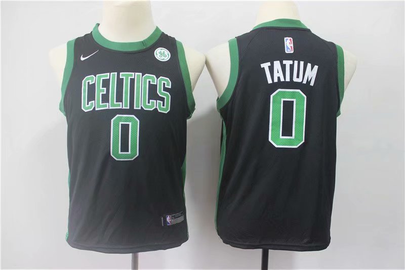Youth Boston Celtics Jayson Tatum Black Kids Basketball Jersey Embroidered