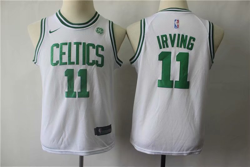 Youth Boston Celtics Kyrie Irving White Kids Basketball Jersey Embroidered