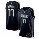 Youth Dallas Mavericks #77 Luka Doncic Navy 75th Anniversary Stitched Basketball Jersey