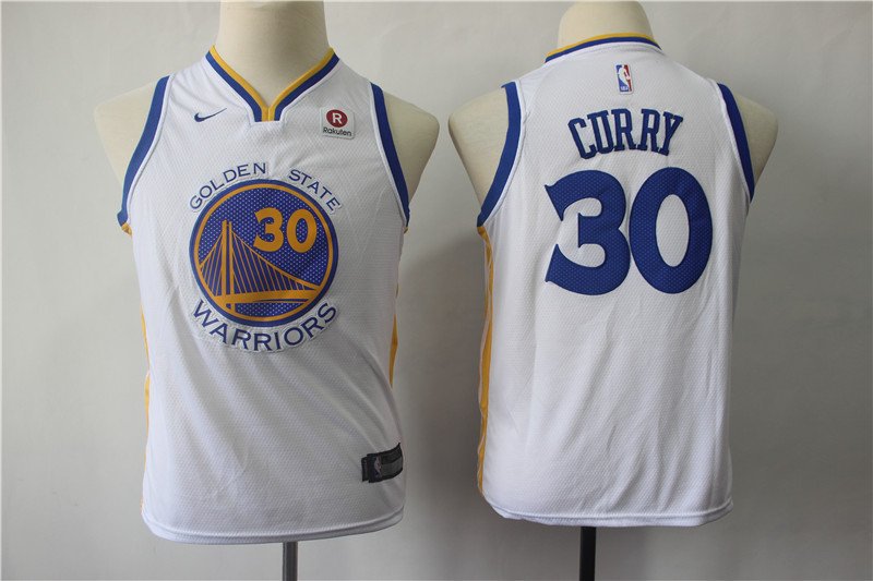 Youth Golden State Warriors Stephen Curry White Kids Basketball Jersey Embroidered