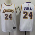 Youth Los Angeles Lakers Kobe Bryant White Kids Basketball Jersey Embroidered