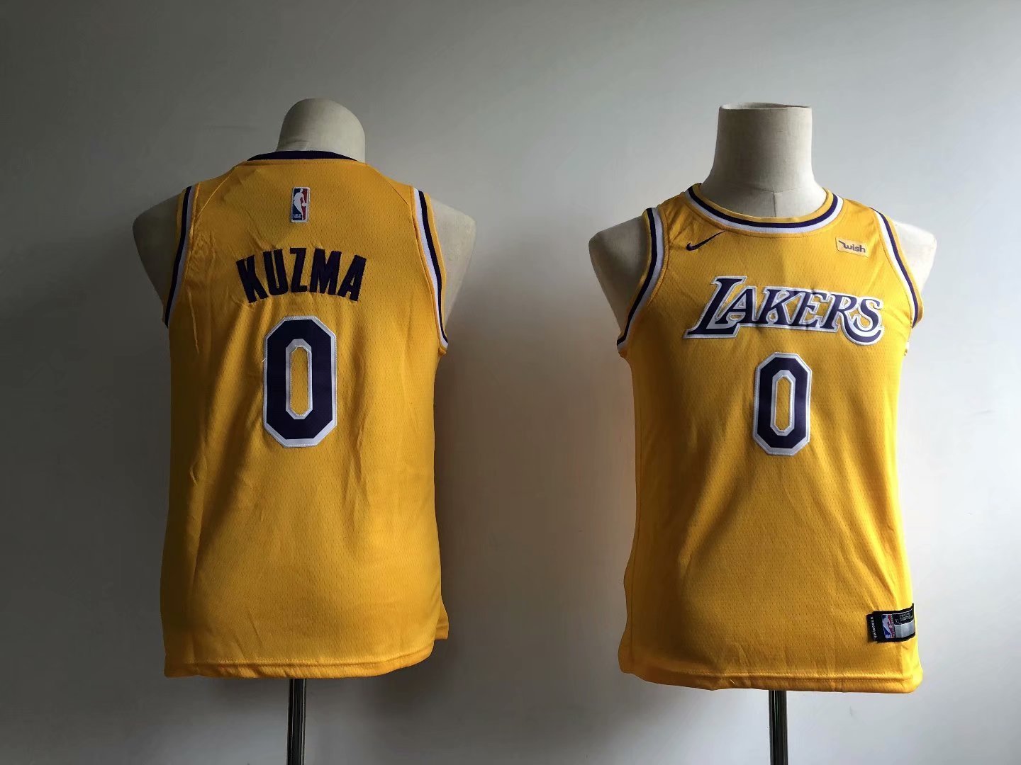Youth Los Angeles Lakers Kyle Kuzma Yellow Kids Basketball Jersey Embroidered