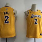 Youth Los Angeles Lakers Lonzo Ball Yellow Kids Basketball Jersey Embroidered