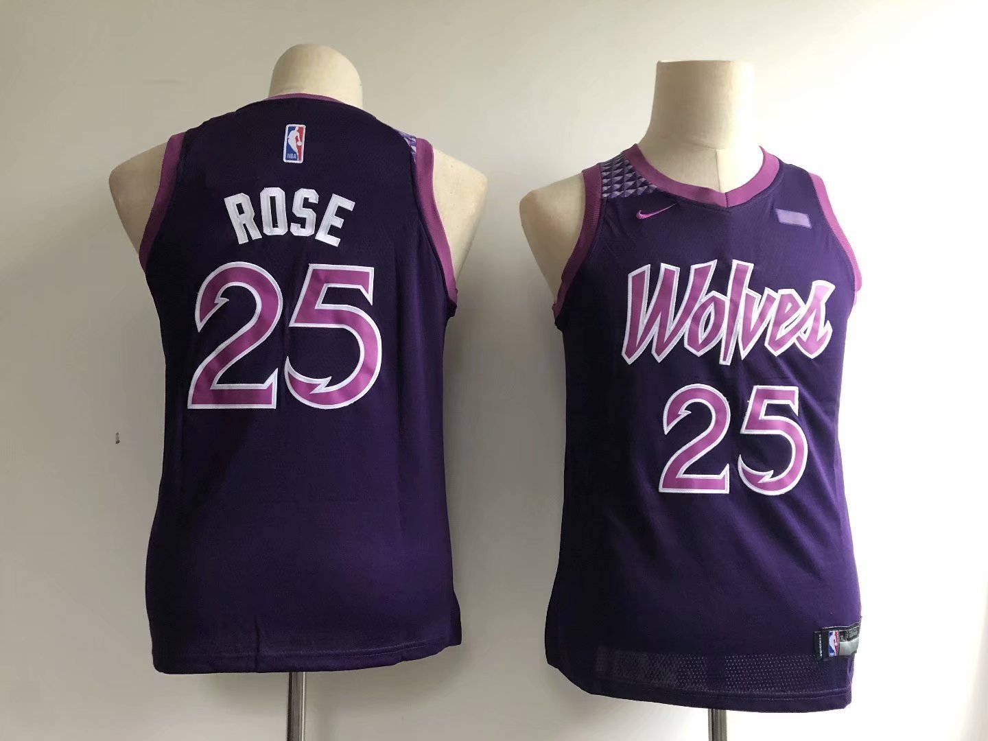 Youth Minnesota Timberwolves Derrick Rose Kids Basketball Jersey Purple City Edition Embroidered