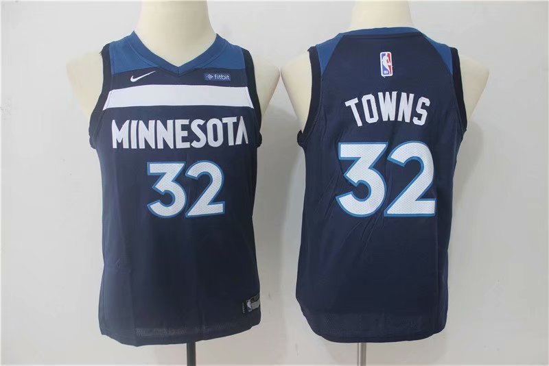 Youth Minnesota Timberwolves Karl Anthony Towns Navy Kids Basketball Jersey Embroidered