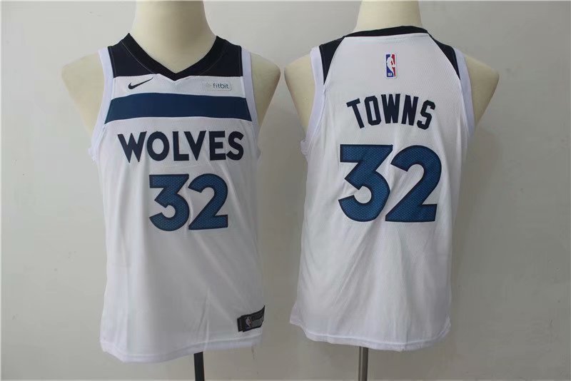 Youth Minnesota Timberwolves Karl Anthony Towns White Kids Basketball Jersey Embroidered