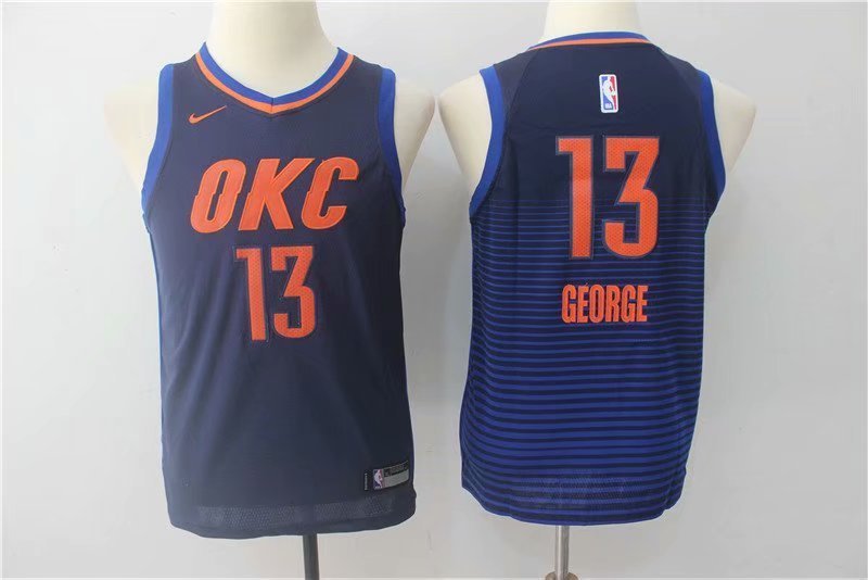 Youth Oklahoma City Thunder Paul George Navy Kids Basketball Jersey Embroidered