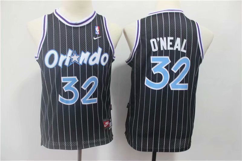 Youth Orlando Magic Shaquille ONeal Black Kids Throwback Basketball Jersey Embroidered