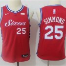 Youth Philadelphia 76ers Ben Simmons Red Kids Basketball Jersey Embroidered