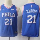 Youth Philadelphia 76ers Joel Embiid Blue Kids Basketball Jersey Embroidered