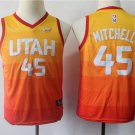 Youth Utah Jazz Donovan Mitchell Kids Basketball Jersey Orange City Edition Embroidered